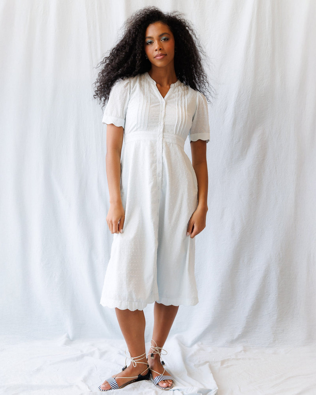 Swiss Dot Scallop Dress
