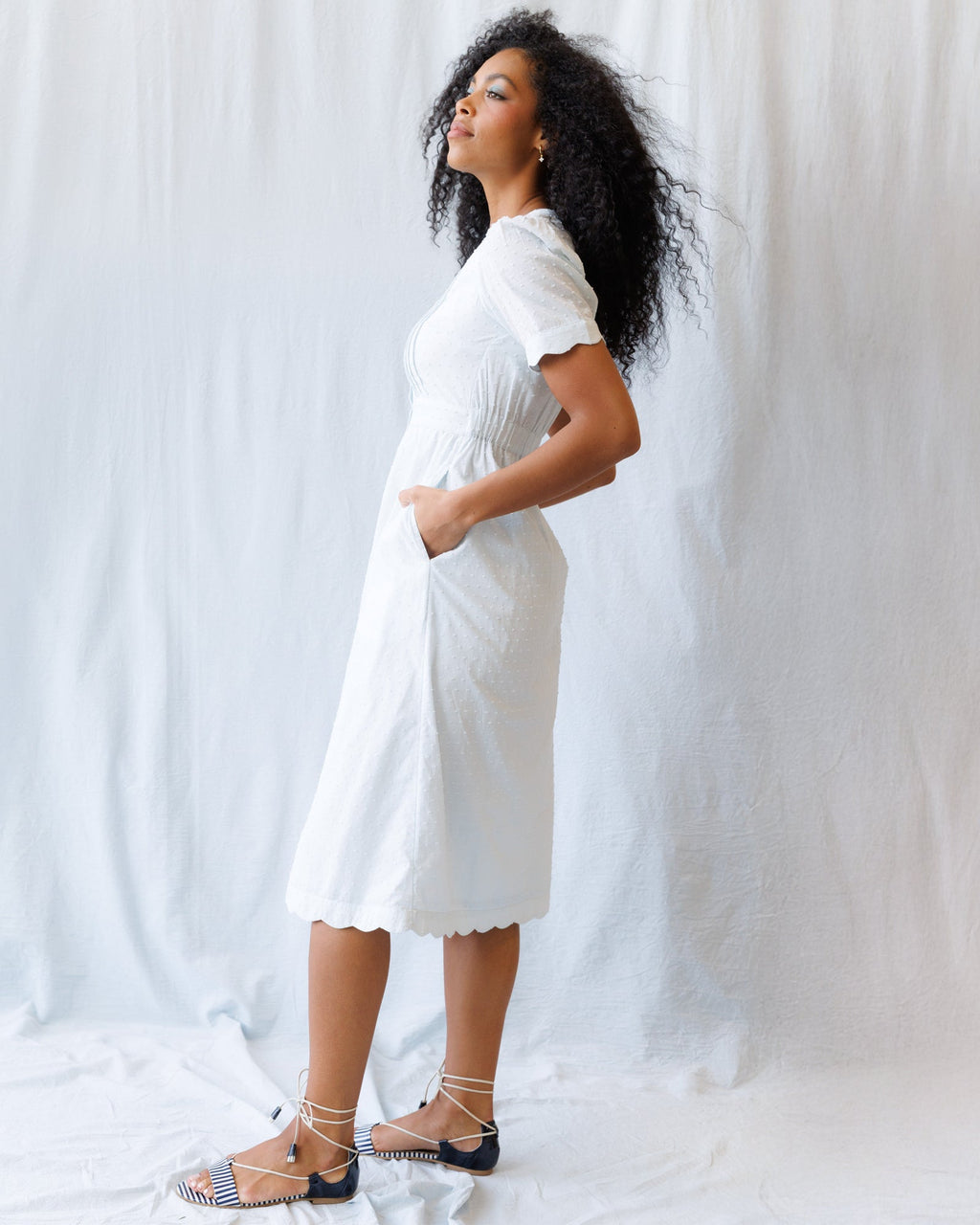 Swiss Dot Scallop Dress