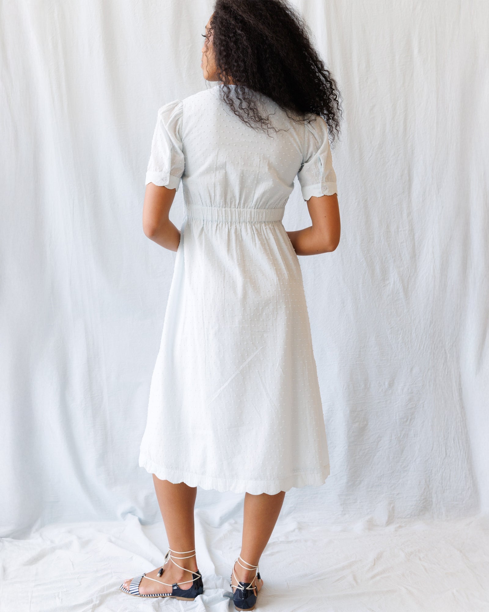 Swiss Dot Scallop Dress