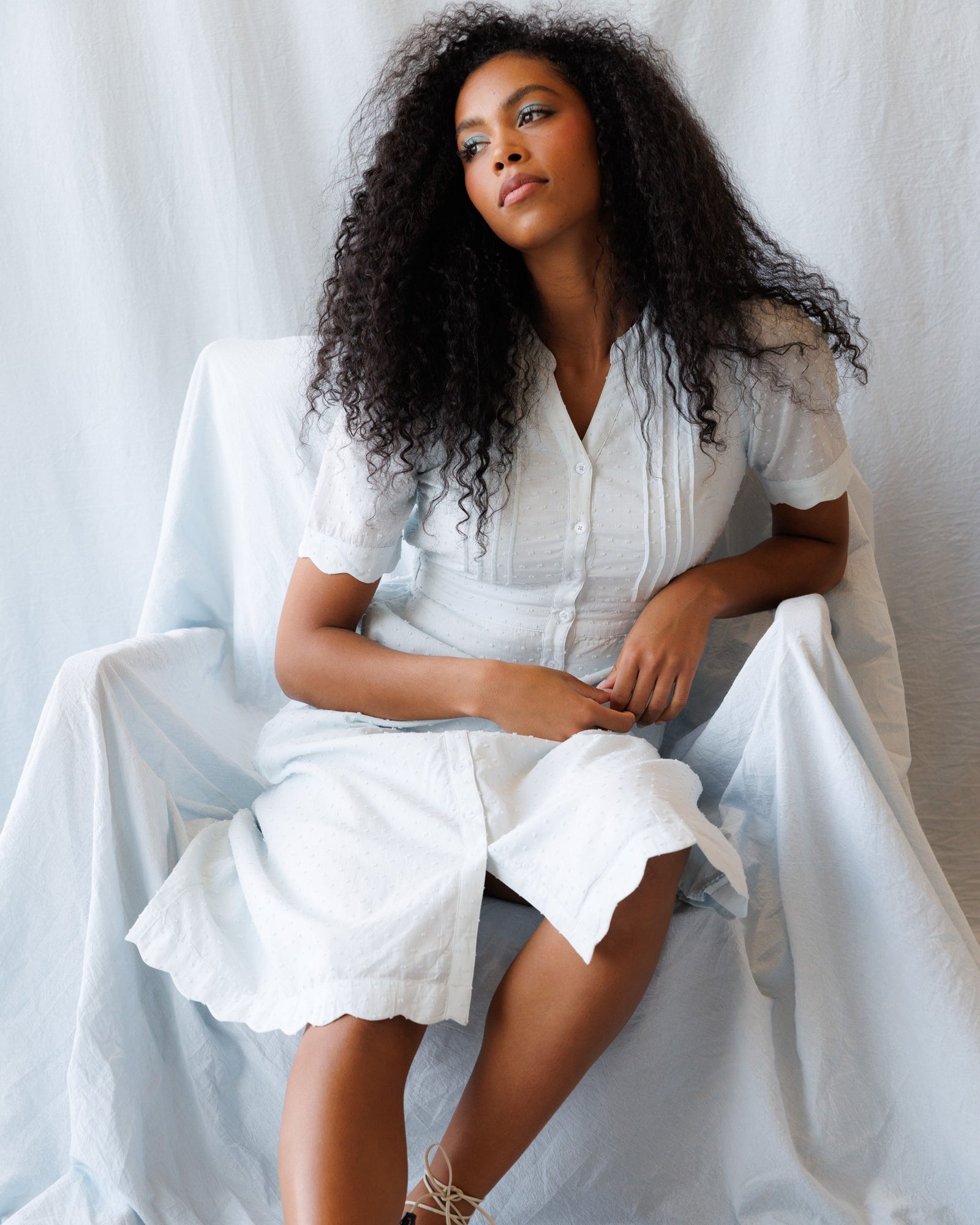 Swiss Dot Scallop Dress