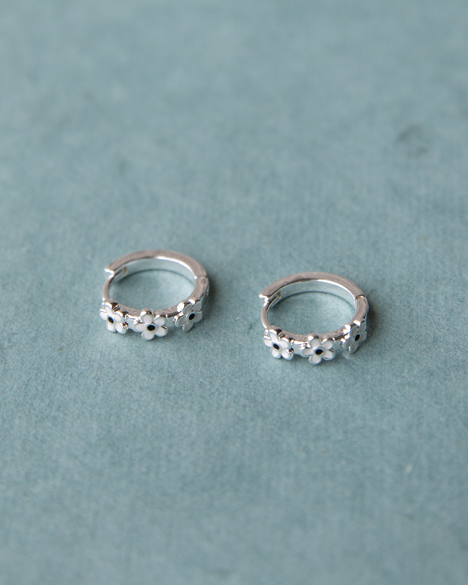 Silver In Bloom Huggie Hoop